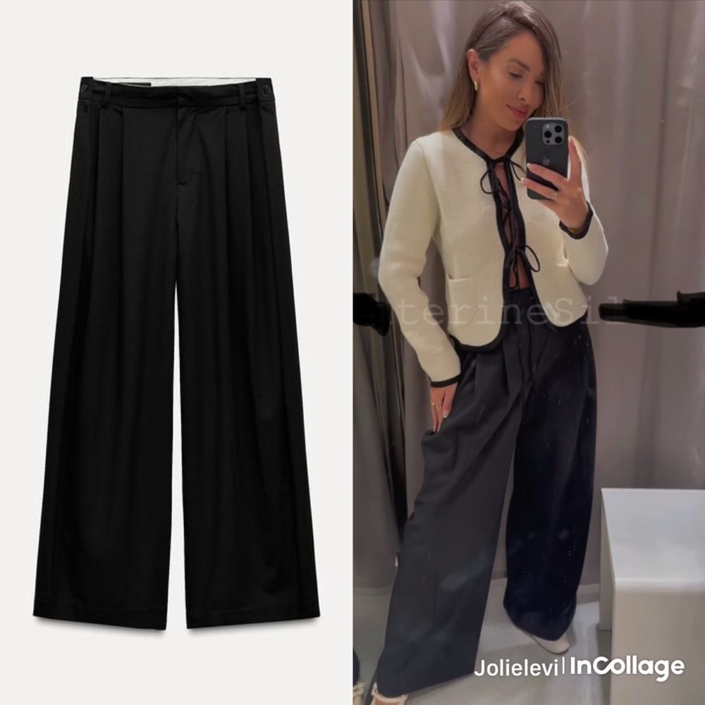 ZARA Elegant Black Wide-Leg Pants